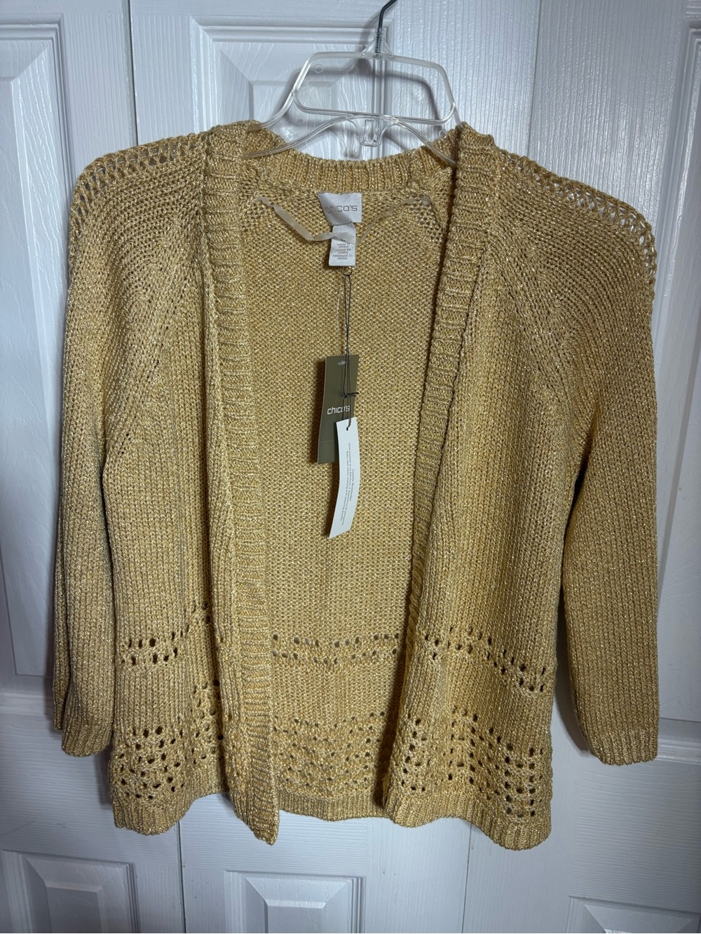 Chico's Golden Yellow Open-Front Knit Cardigan